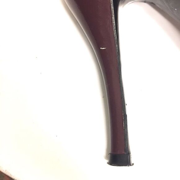 Nicole BRUNDAGE Vintage Peep Toe Patent Leather Mary Jane Pumps Burgundy 9 - Picture 7 of 7